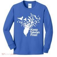 Keep Taiwan Free With Peace Birds Flying Out Gift Kids Long Sleeve Shirt thumb 0