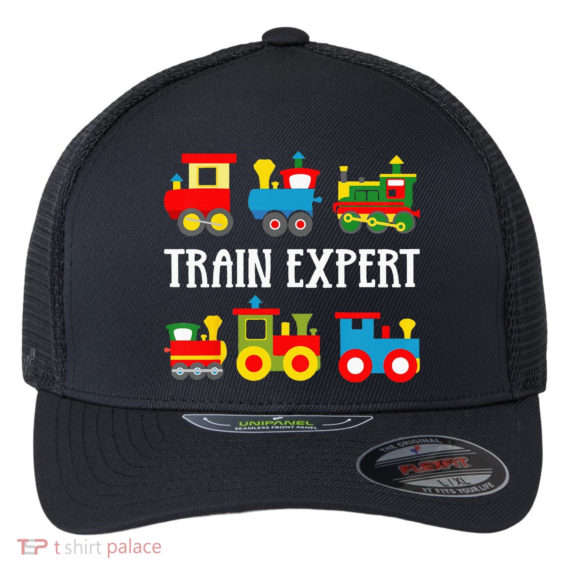 Kids Trains Funny Train Expert Kids Flexfit Unipanel Trucker Cap