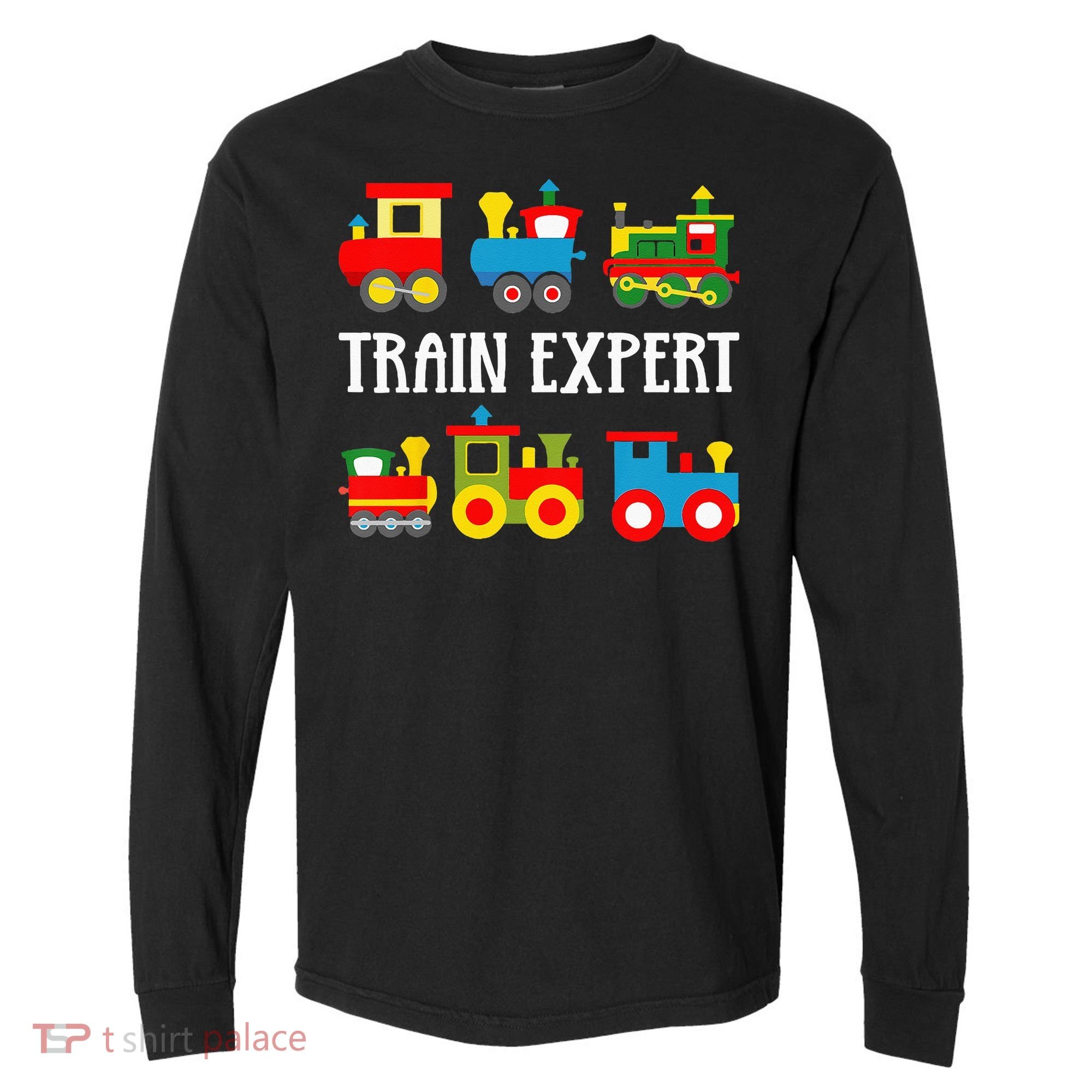 Kids Trains Funny Train Expert Kids Comfort Colors Heavyweight Long Sleeve T-Shirt
