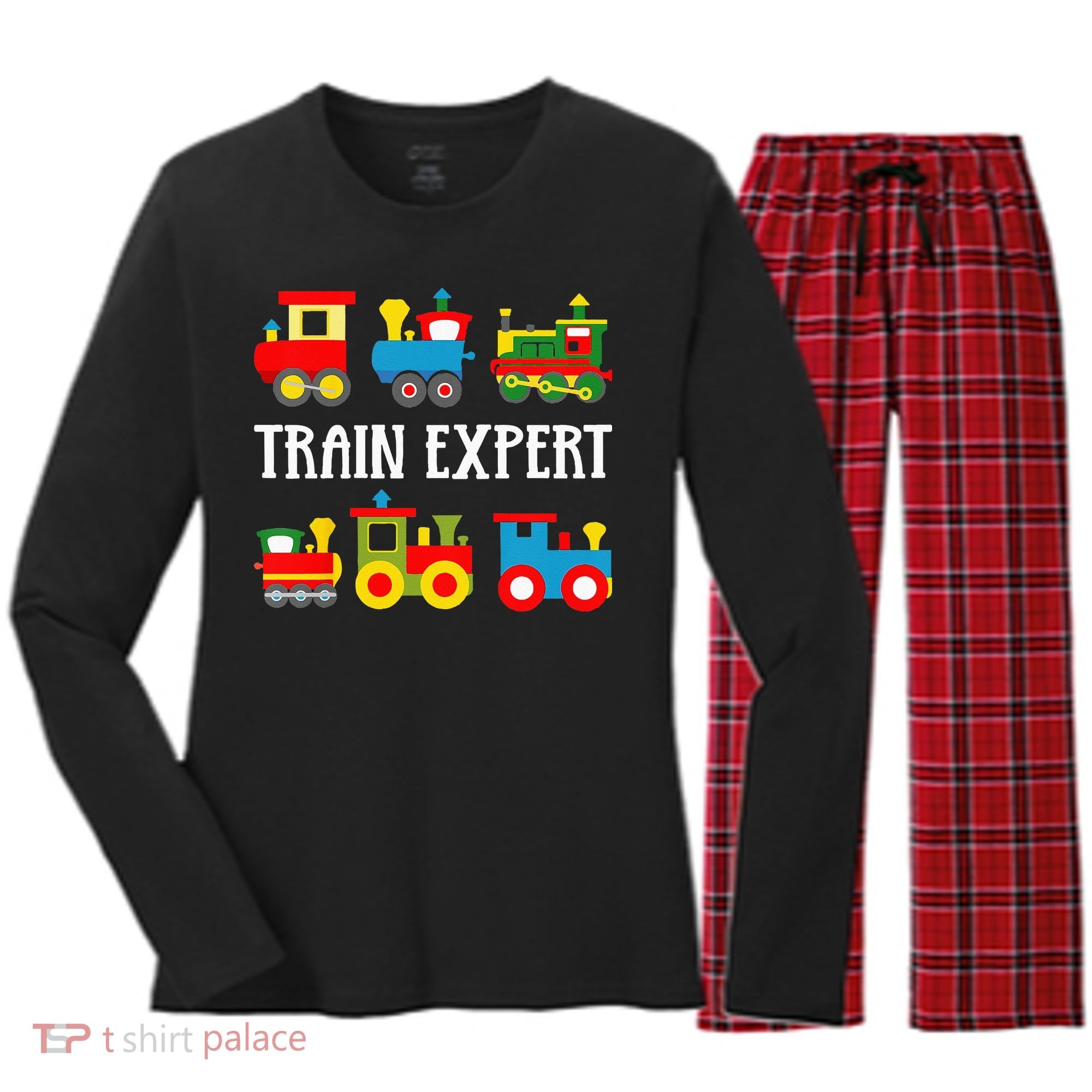 Kids Trains Funny Train Expert Kids Women's Long Sleeve Flannel Pajama Set 