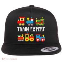 Kids Trains Funny Train Expert Kids Flat Bill Trucker Hat thumb 0