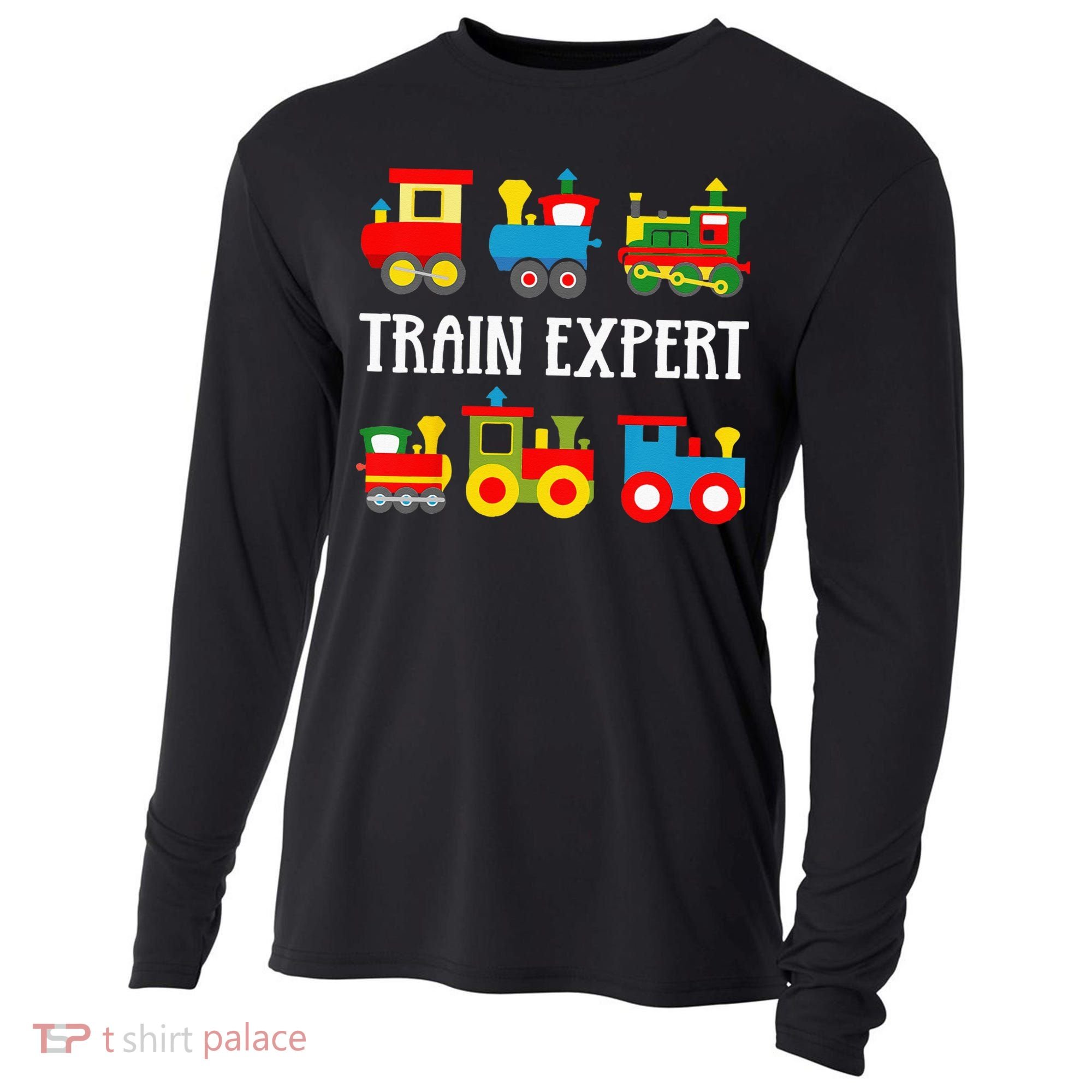 Kids Trains Funny Train Expert Kids Cooling Performance Long Sleeve Crew