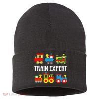 Kids Trains Funny Train Expert Kids Sustainable Knit Beanie thumb 0