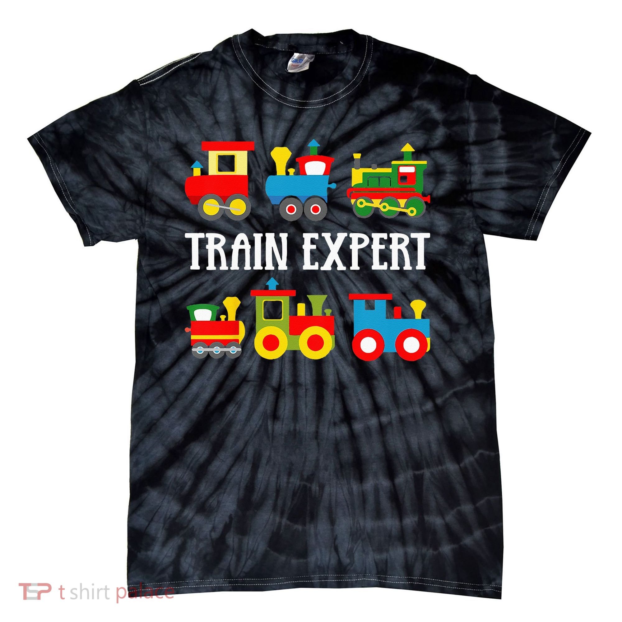 Kids Trains Funny Train Expert Kids Tie-Dye T-Shirt