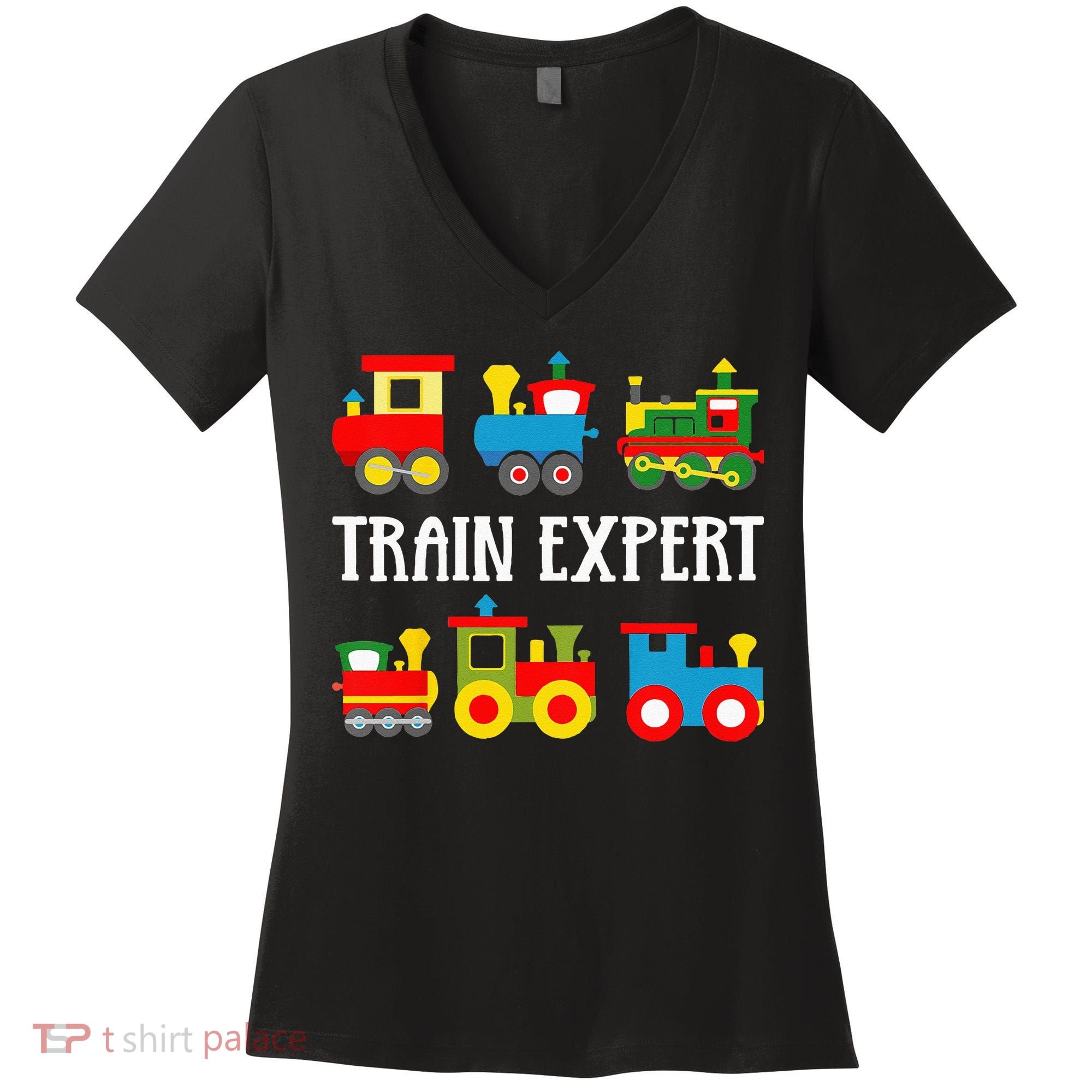 Kids Trains Funny Train Expert Kids Women's V-Neck T-Shirt