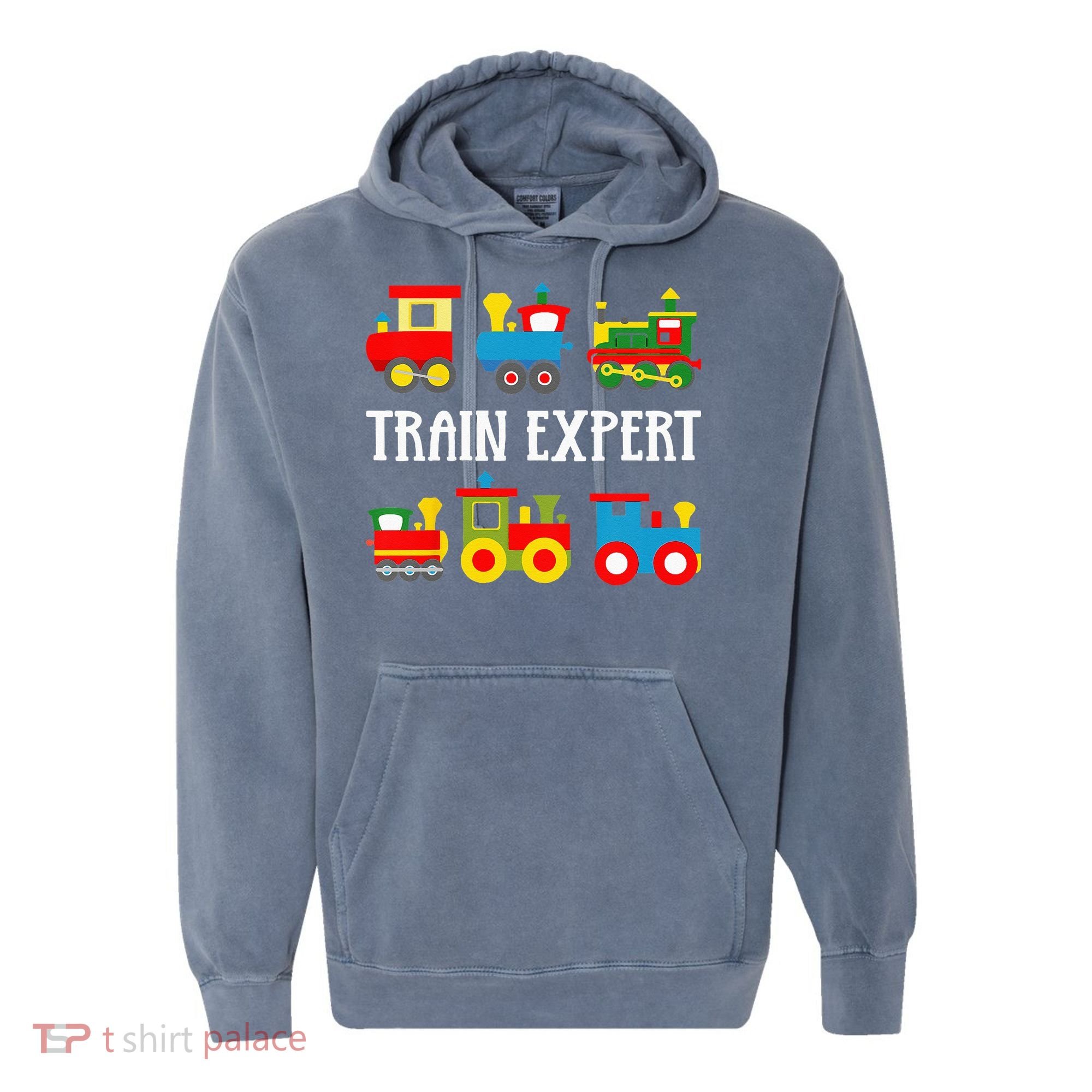 Kids Trains Funny Train Expert Kids Comfort Colors Garment-Dyed Hooded Sweatshirt