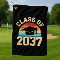 Kindergarten To Graduation Class Of 2037 Grow With Me Golf Towel thumb 1