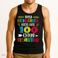 Kindergarten Teacher Gift 100 Days Smarter 100th Day Of School Tank Top thumb 3