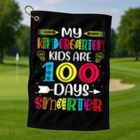 Kindergarten Teacher Gift 100 Days Smarter 100th Day Of School Golf Towel thumb 1