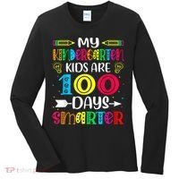 Kindergarten Teacher Gift 100 Days Smarter 100th Day Of School Women's Long Sleeve Shirt thumb 0
