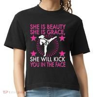 Karate Taekwondo Girl Women Karate Kick Comfort Colors Boxy T-Shirt thumb 0