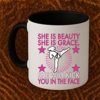 Karate Taekwondo Girl Women Karate Kick Coffee Mug thumb 2