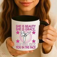 Karate Taekwondo Girl Women Karate Kick Coffee Mug thumb 3