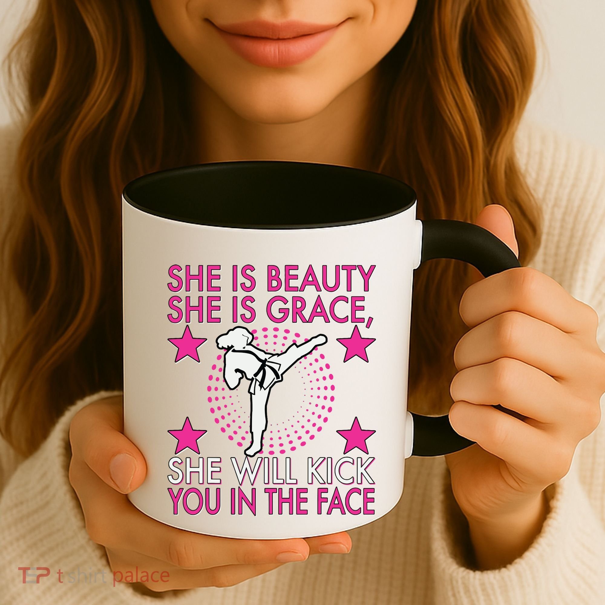 Karate Taekwondo Girl Women Karate Kick Coffee Mug