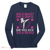 Karate Taekwondo Girl Women Karate Kick Long Sleeve Shirt thumb 0