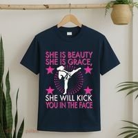 Karate Taekwondo Girl Women Karate Kick T-Shirt thumb 2