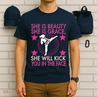 Karate Taekwondo Girl Women Karate Kick T-Shirt thumb 6