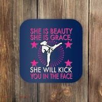 Karate Taekwondo Girl Women Karate Kick Coaster thumb 0