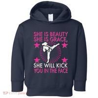 Karate Taekwondo Girl Women Karate Kick Toddler Hoodie thumb 0