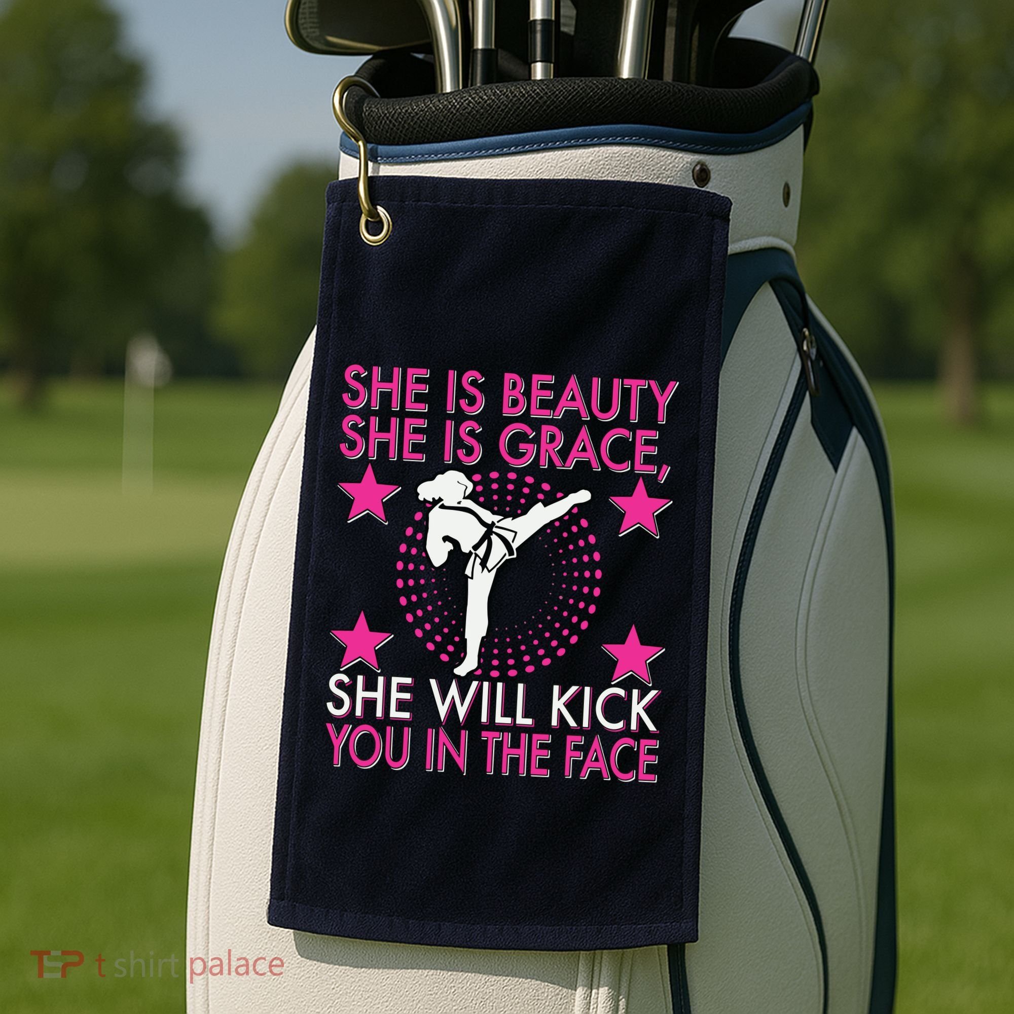 Karate Taekwondo Girl Women Karate Kick Golf Towel