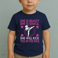 Karate Taekwondo Girl Women Karate Kick Toddler T-Shirt thumb 2