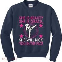 Karate Taekwondo Girl Women Karate Kick Kids Sweatshirt thumb 0