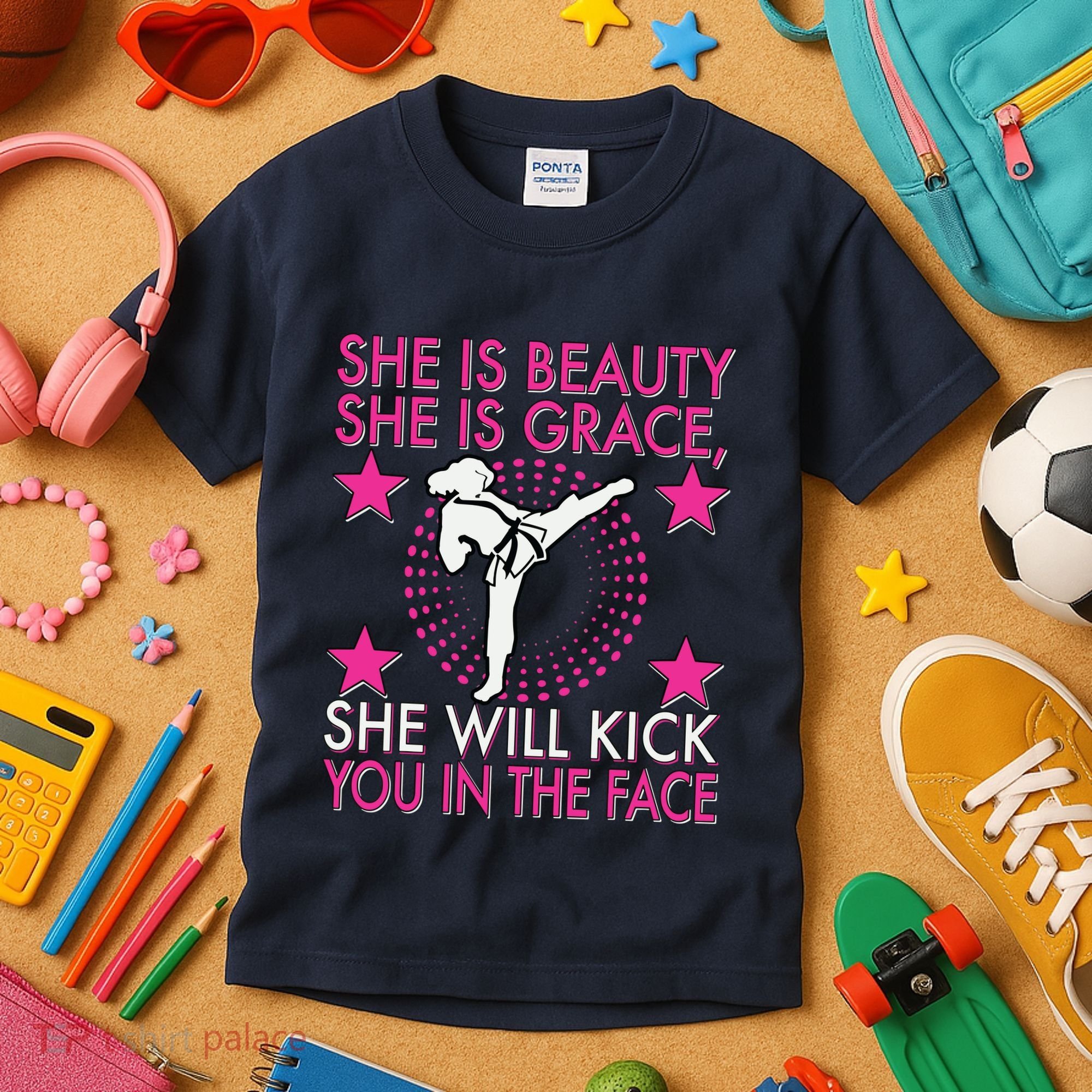 Karate Taekwondo Girl Women Karate Kick Kids T-Shirt
