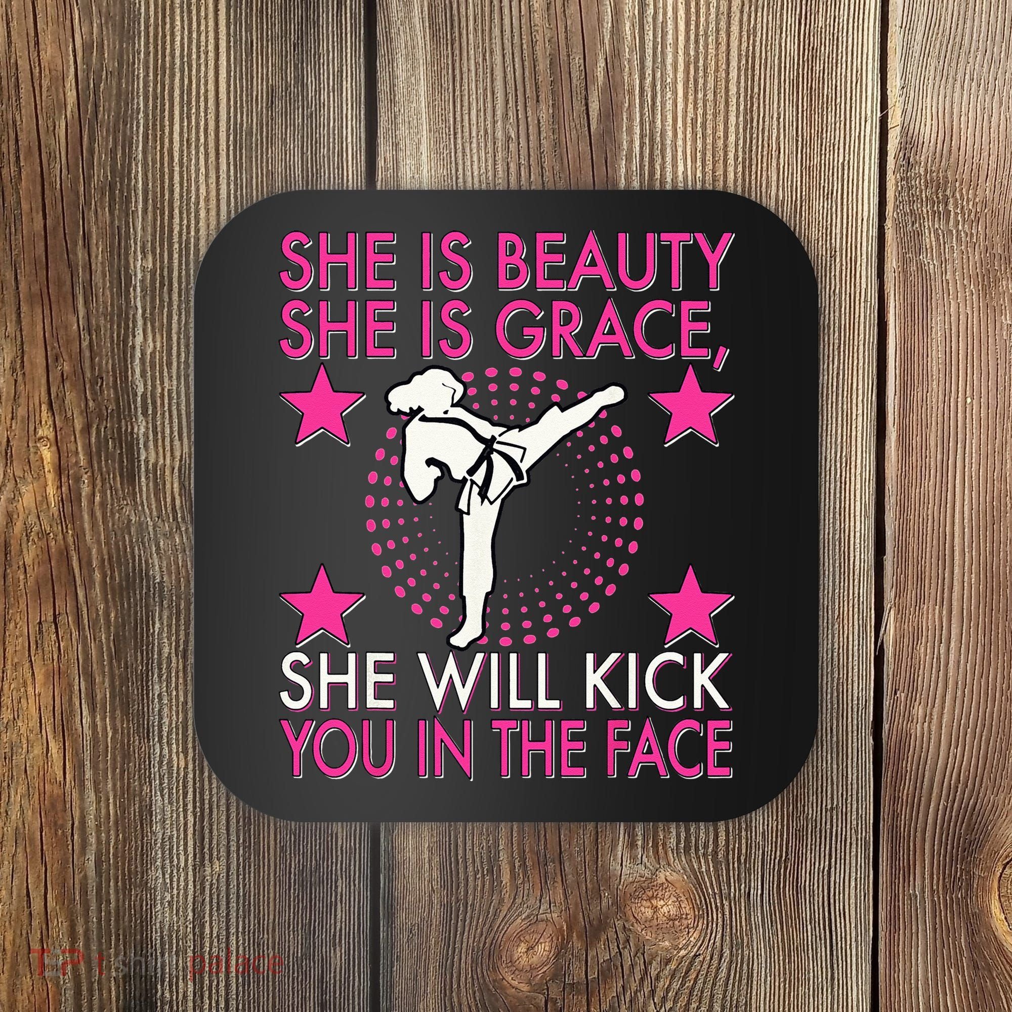 Karate Taekwondo Girl Women Karate Kick Coaster