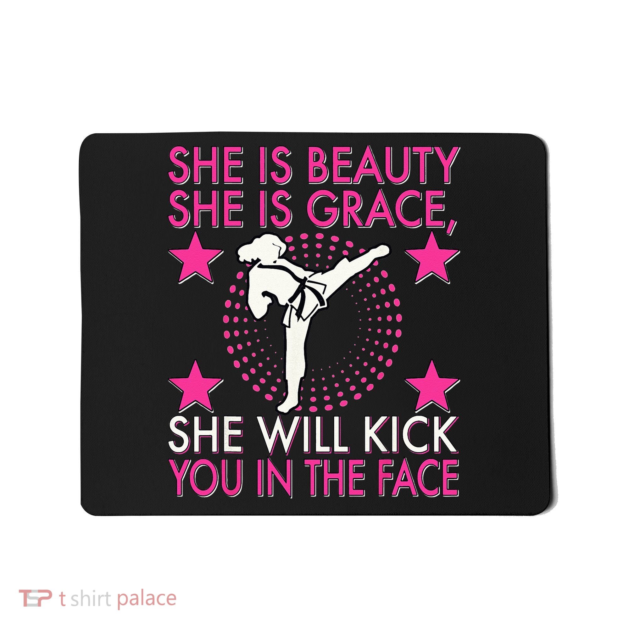 Karate Taekwondo Girl Women Karate Kick Mousepad