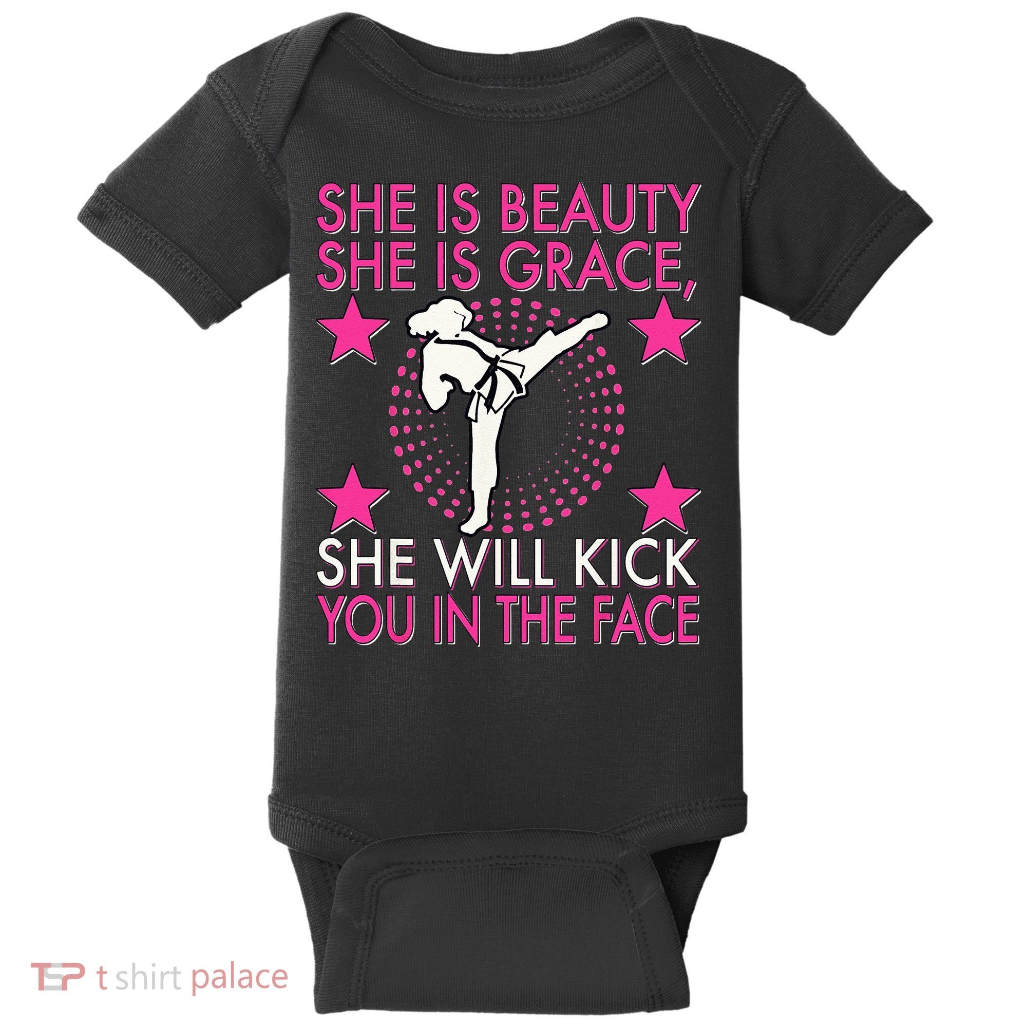 Karate Taekwondo Girl Women Karate Kick Baby Bodysuit