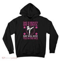 Karate Taekwondo Girl Women Karate Kick Tall Hoodie thumb 0