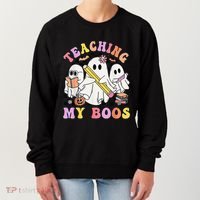Kindergarten Teacher Halloween Cute Ghosts Teaching My Boos Women's Sweatshirt thumb 0
