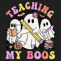 Kindergarten Teacher Halloween Cute Ghosts Teaching My Boos Beanie thumb 2