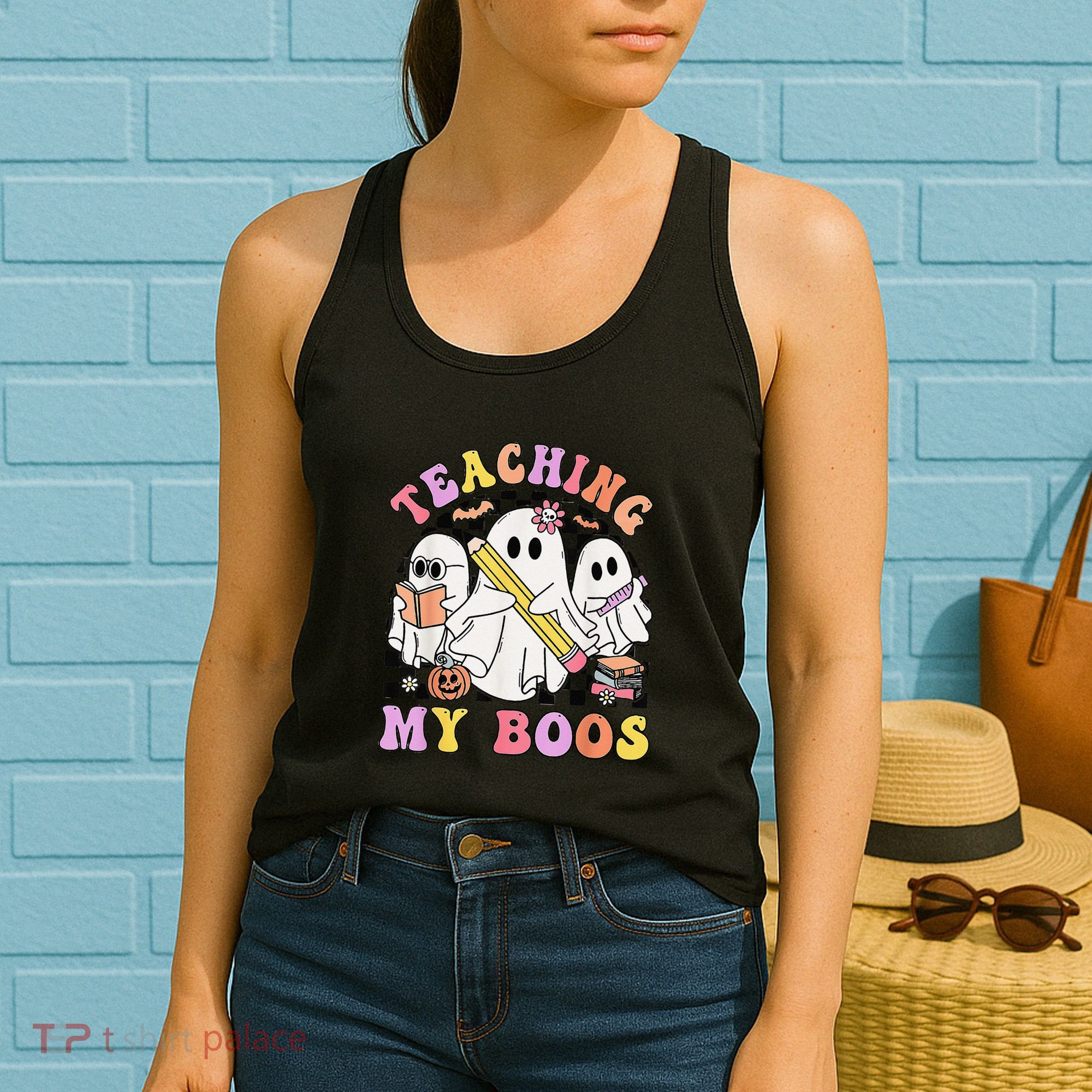 Kindergarten Teacher Halloween Cute Ghosts Teaching My Boos Women's Tank Top