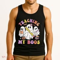 Kindergarten Teacher Halloween Cute Ghosts Teaching My Boos Tank Top thumb 3