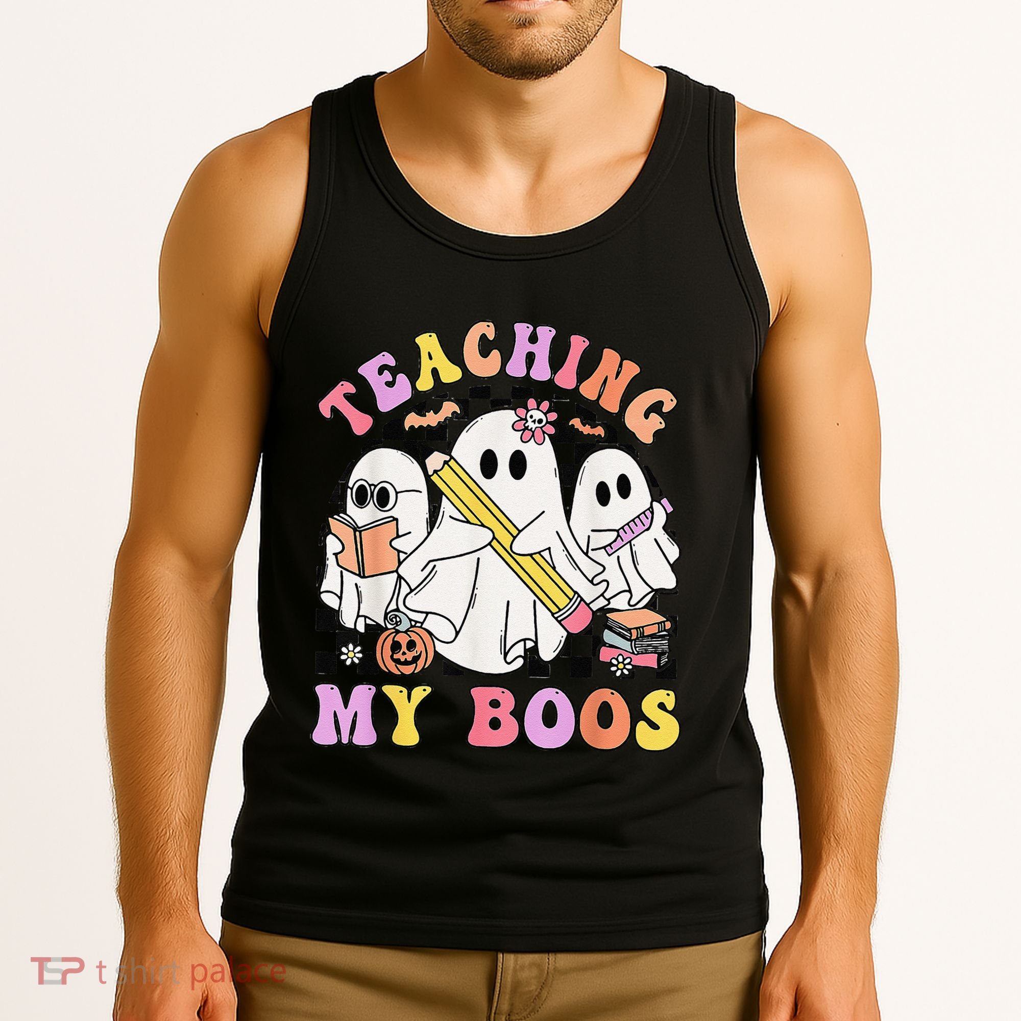 Kindergarten Teacher Halloween Cute Ghosts Teaching My Boos Tank Top