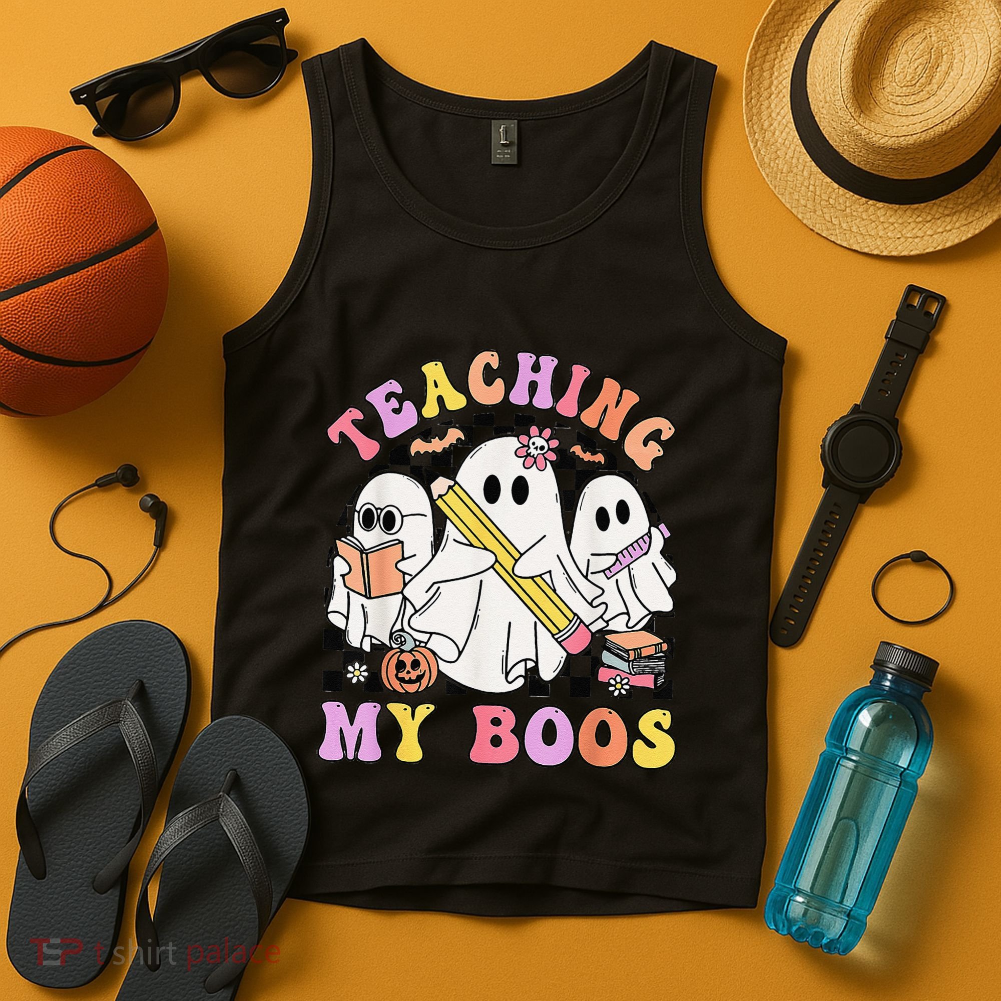 Kindergarten Teacher Halloween Cute Ghosts Teaching My Boos Tank Top