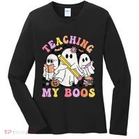 Kindergarten Teacher Halloween Cute Ghosts Teaching My Boos Women's Long Sleeve Shirt thumb 0