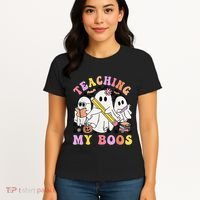 Kindergarten Teacher Halloween Cute Ghosts Teaching My Boos Women's T-Shirt thumb 4