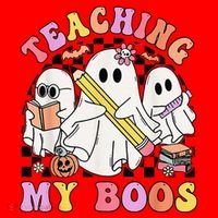 Kindergarten Teacher Halloween Cute Ghosts Teaching My Boos Santa Hat thumb 1