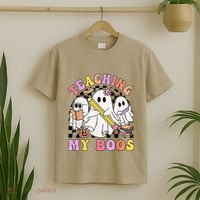 Kindergarten Teacher Halloween Cute Ghosts Teaching My Boos T-Shirt thumb 2