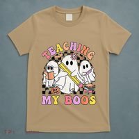 Kindergarten Teacher Halloween Cute Ghosts Teaching My Boos T-Shirt thumb 5