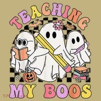 Kindergarten Teacher Halloween Cute Ghosts Teaching My Boos T-Shirt thumb 7