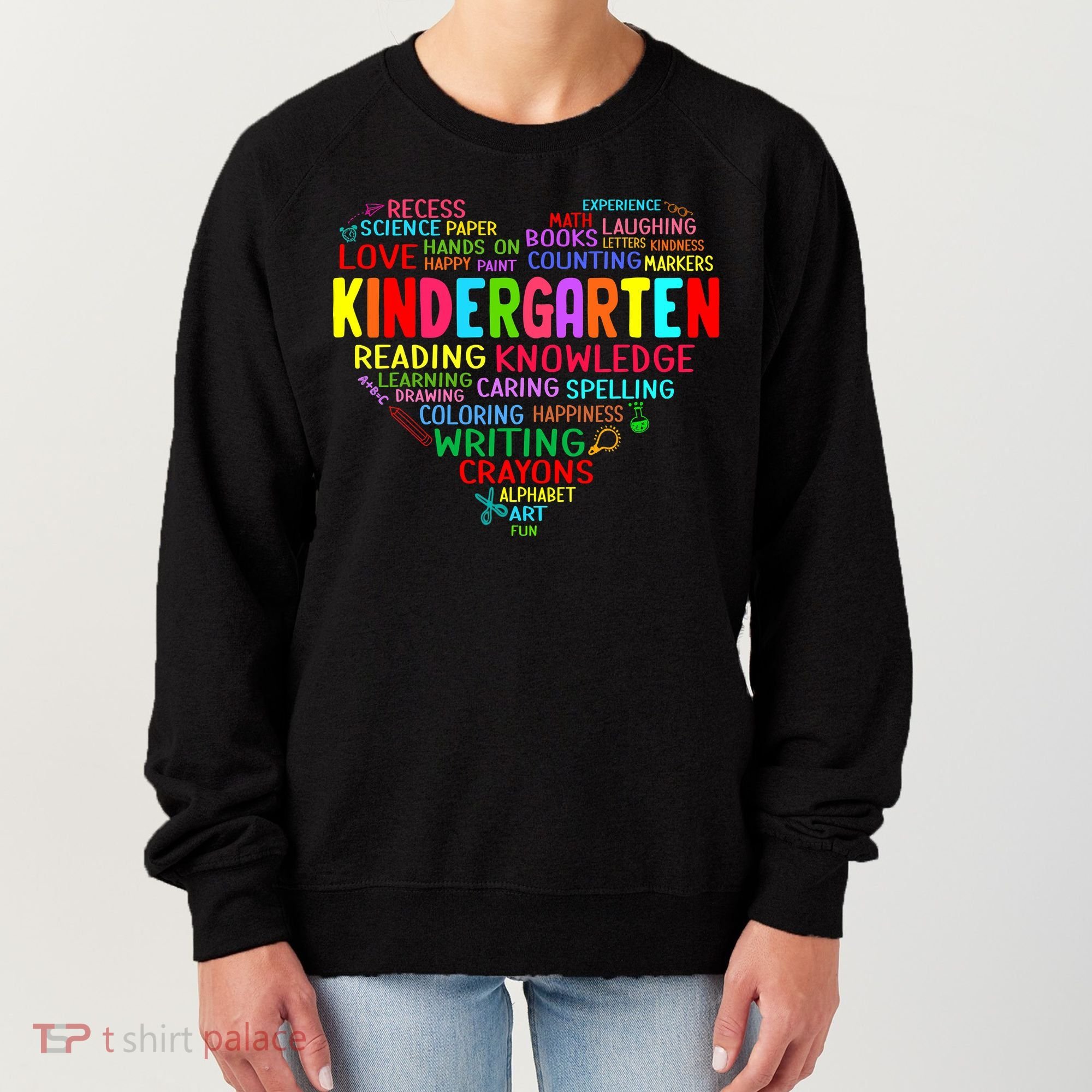 Kindergarten Team Heart Back To School Funny Teacher Women's Sweatshirt