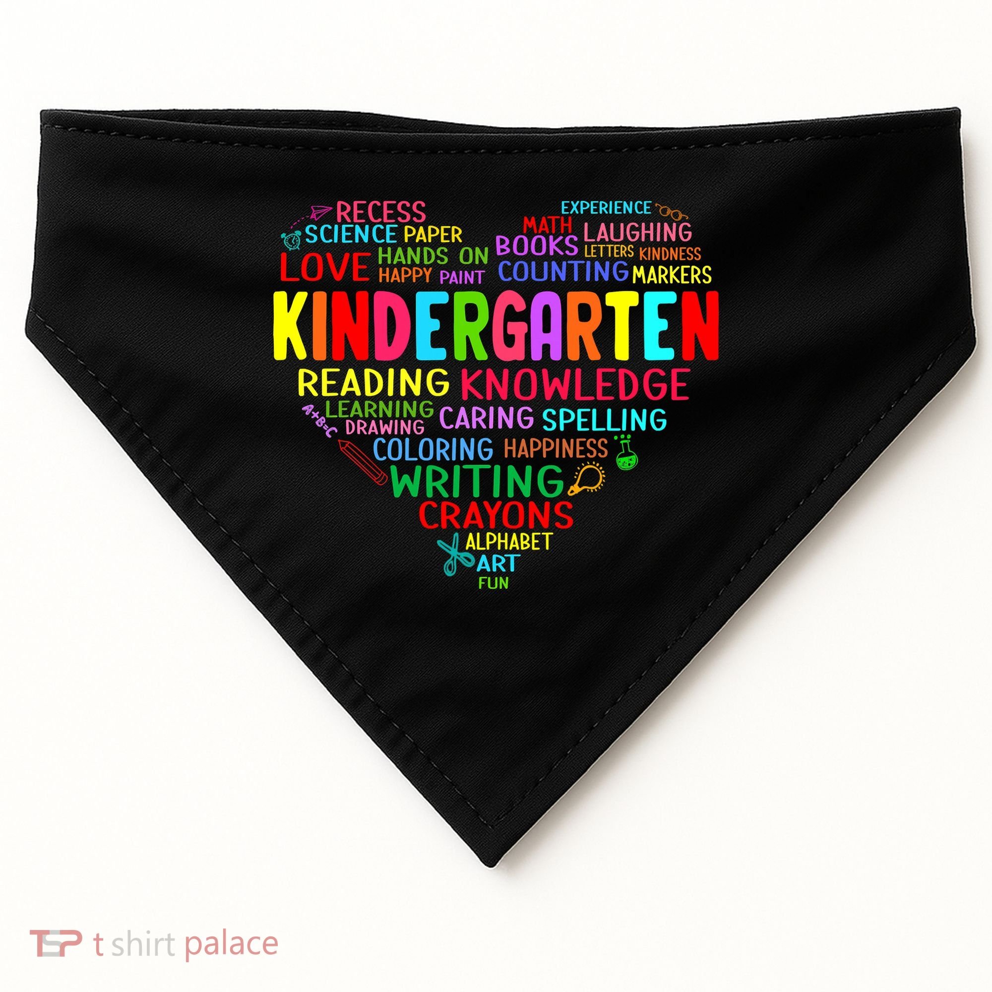Kindergarten Team Heart Back To School Funny Teacher USA-Made Doggie Bandana
