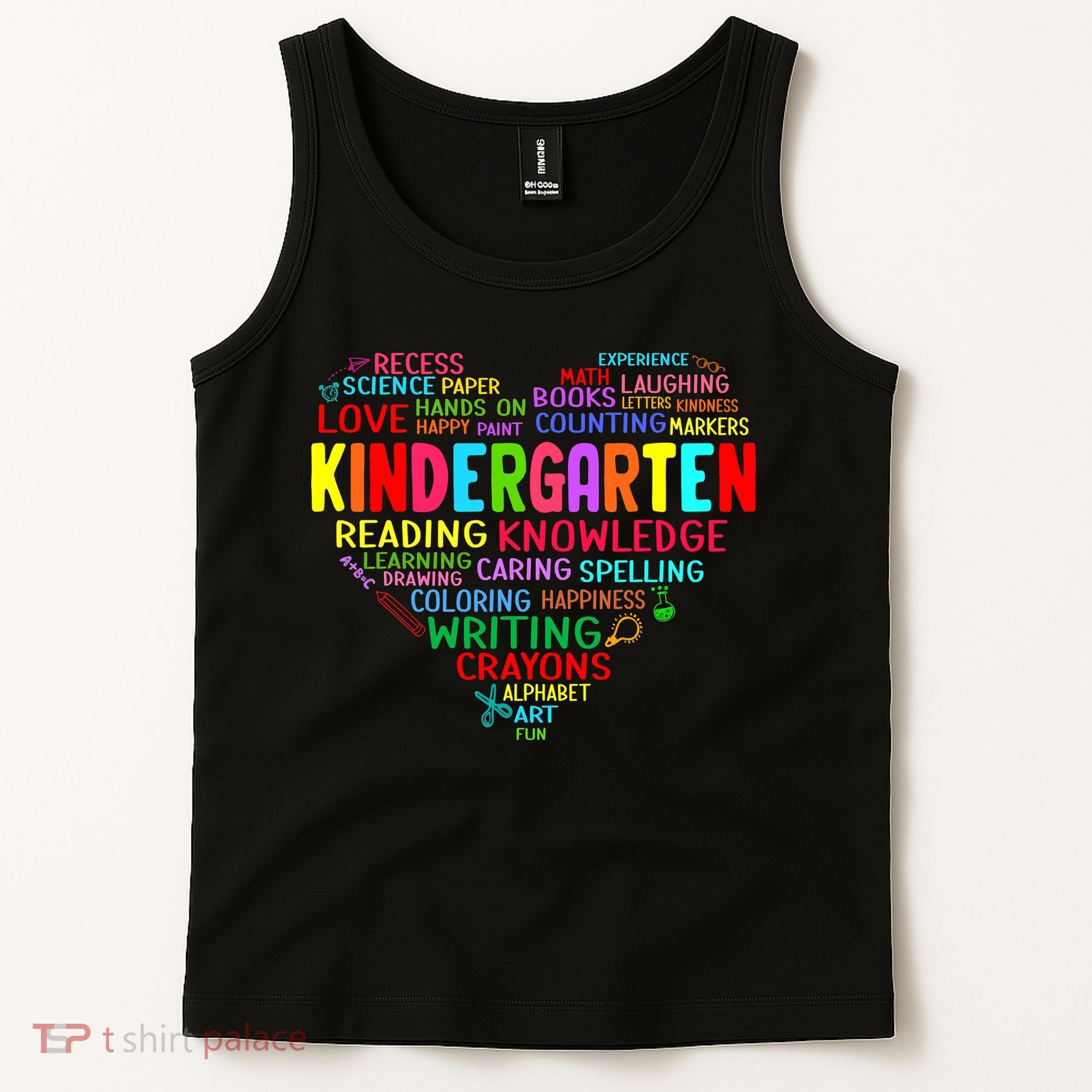 Kindergarten Team Heart Back To School Funny Teacher Tank Top