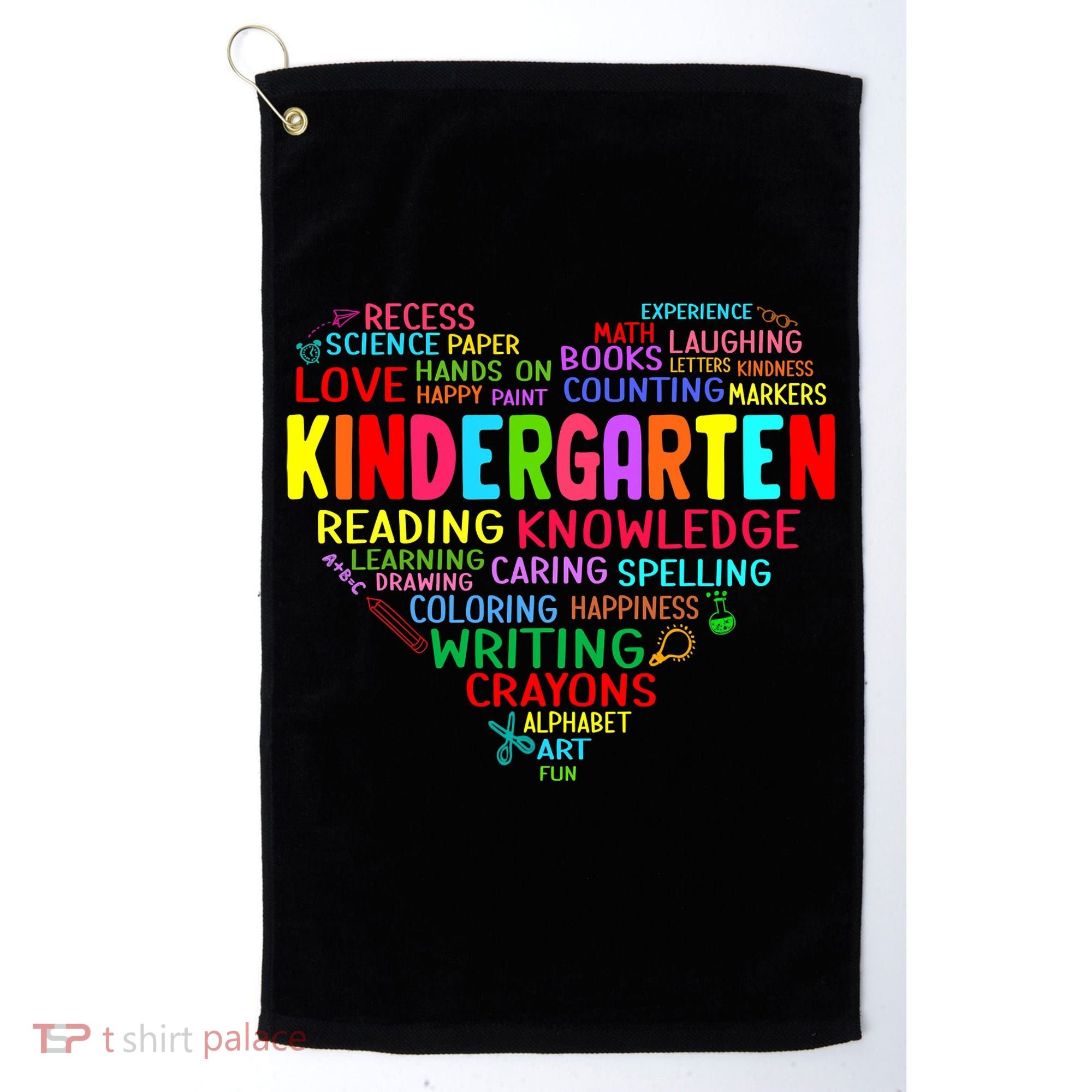 Kindergarten Team Heart Back To School Funny Teacher Golf Towel