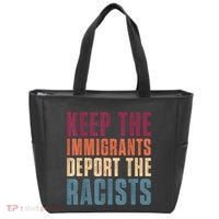 Keep The Immigrants Deport The Racists Pro Immigration Retro Tote Bag thumb 0