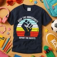 Keep The Immigrants Deport The Racists Kids T-Shirt thumb 3