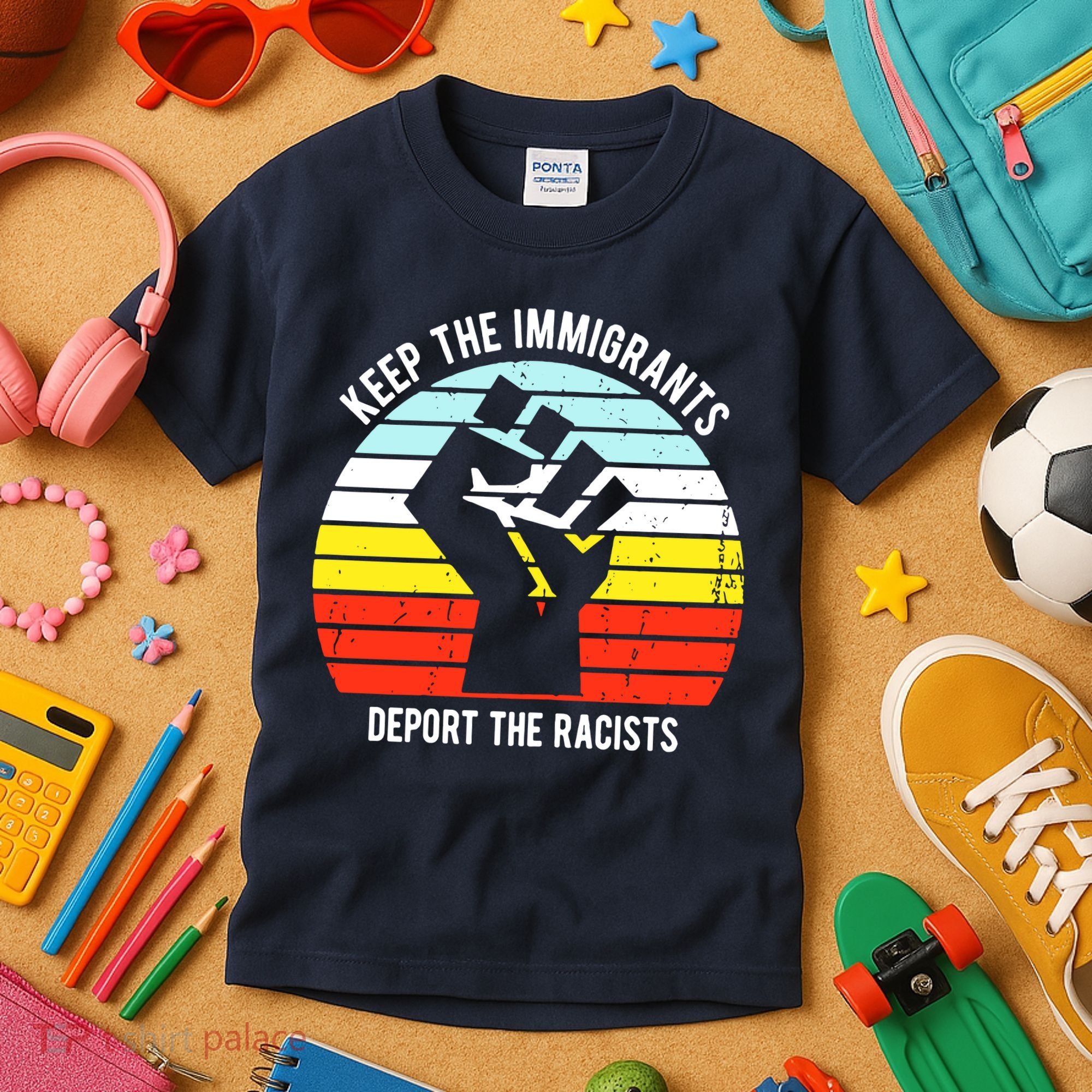 Keep The Immigrants Deport The Racists Kids T-Shirt